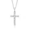 Ross-simons Diamond Cross Pendant Necklace In Sterling Silver In Silver