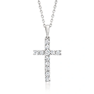 Ross-simons Diamond Cross Pendant Necklace In Sterling Silver