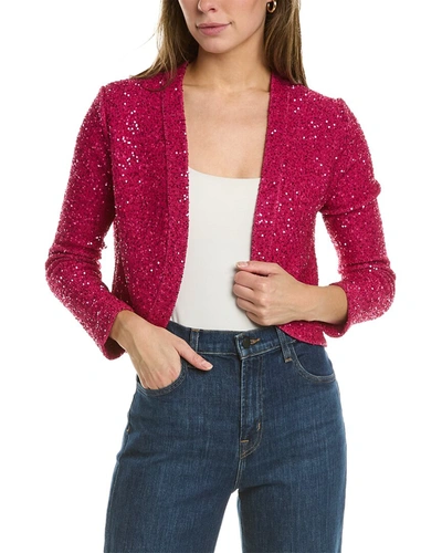 Oscar De La Renta Sequin Bolero Cardigan In Pink