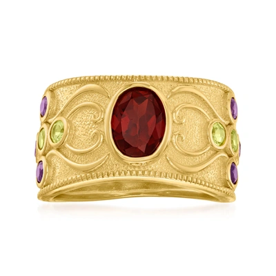 Ross-simons Multi-gemstone Ring In 18kt Gold Over Sterling In Red