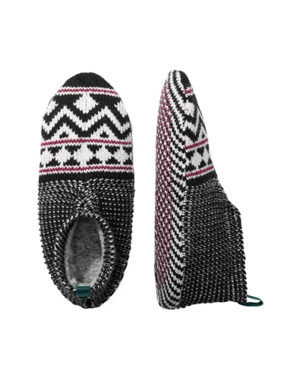 Bombas Women's Fair Isle Striped Gripper Slippers In Black