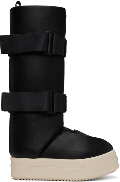 Rick Owens Black Splint Boots In 91 Black/milk