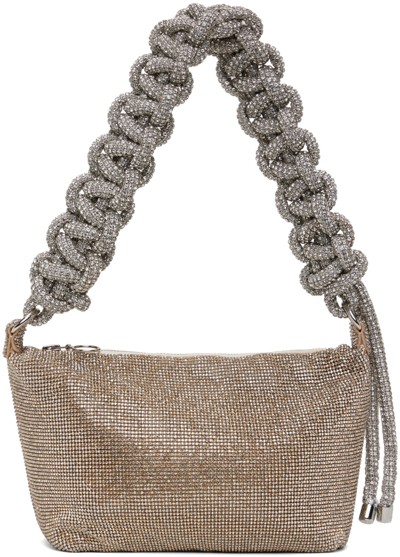 Kara Silver Crystal Mesh Cobra Bag In White