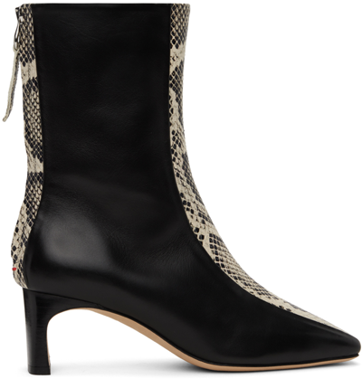 Aeyde Manu Snake-print Leather Boots In Black