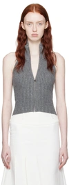 Fax Copy Express Gray Open Back Vest In Grey
