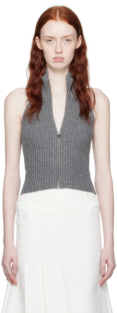 Fax Copy Express Gray Open Back Vest In Grey