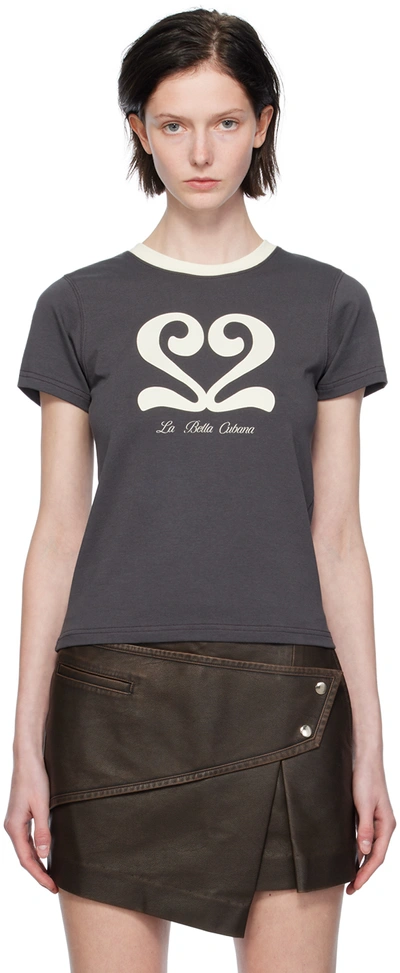 Kijun Gray 'la Bella Cubana' T-shirt In Charcoal
