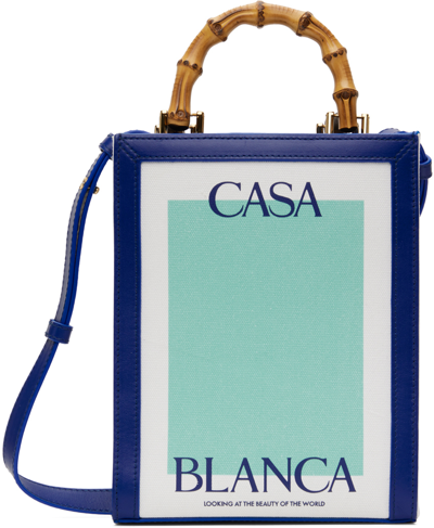 Casablanca Men's Casa Canvas And Leather Tote Bag In Mint Navy