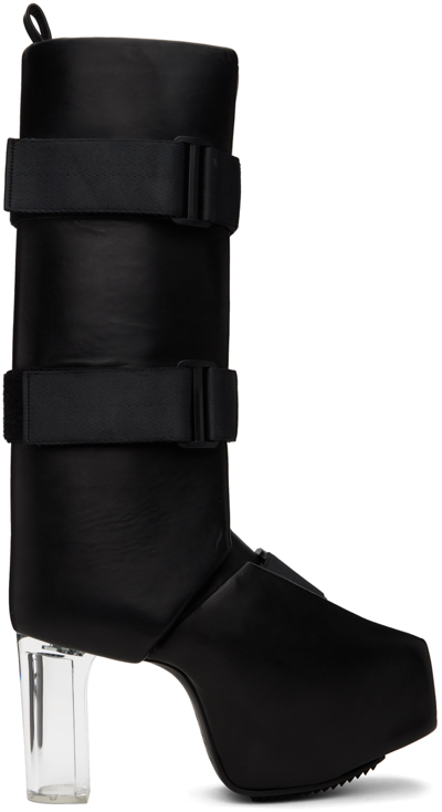 Rick Owens Black Splint Platform Boots In 90 Black/clear