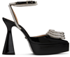 Mach&mach Black Triple Heart Platform Heels In Black