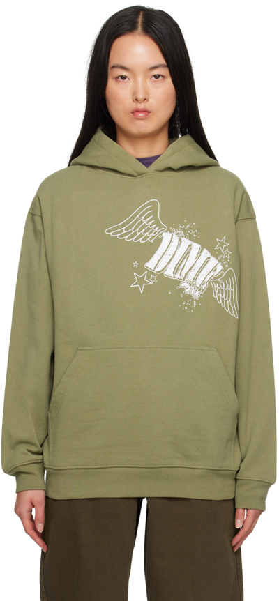 Dime Green Wings Hoodie In Army Green