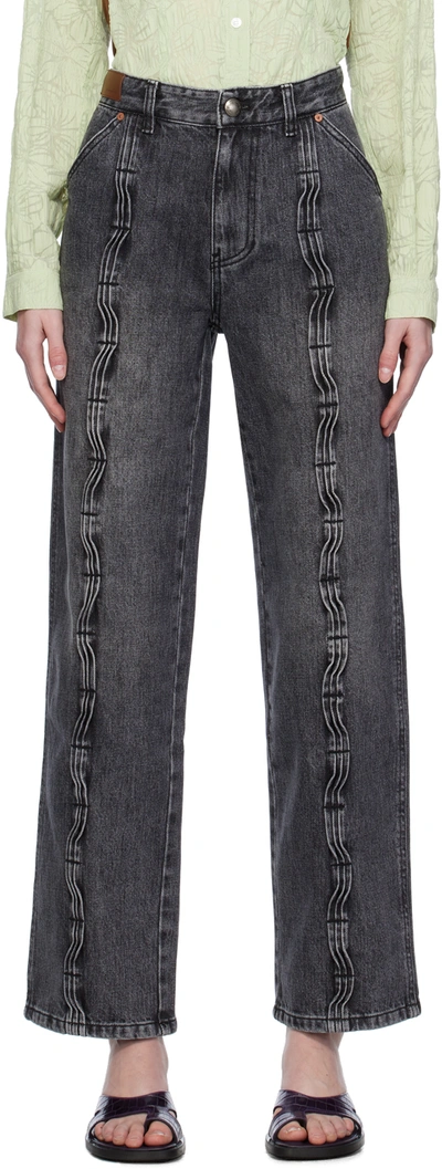 Andersson Bell Wave Wide Leg Jeans In Grey