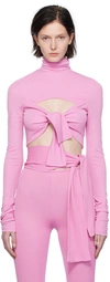 Msgm Pink Bow Turtleneck In 12 Pink