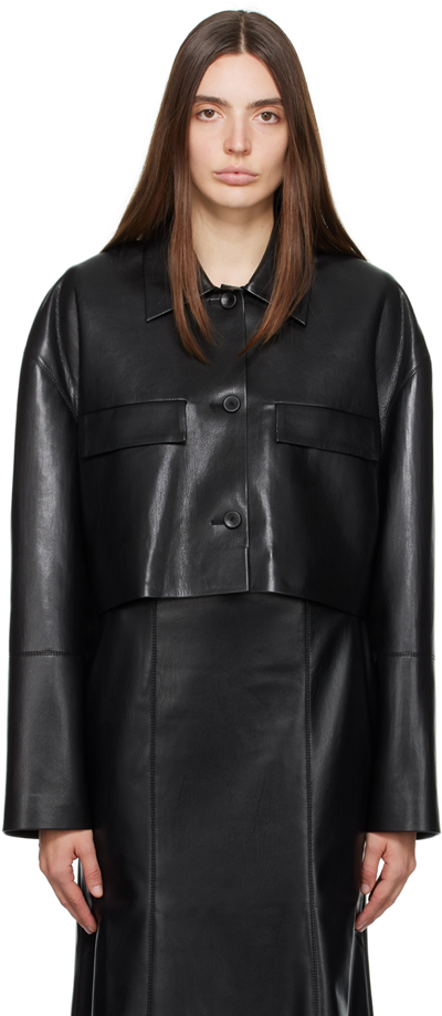 Nanushka Holleen Vegan Leather Cropped Jacket In Black