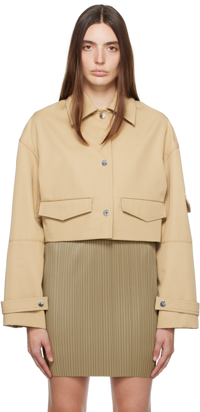 Nanushka Bracha Cropped Shirt Jacket In Beige