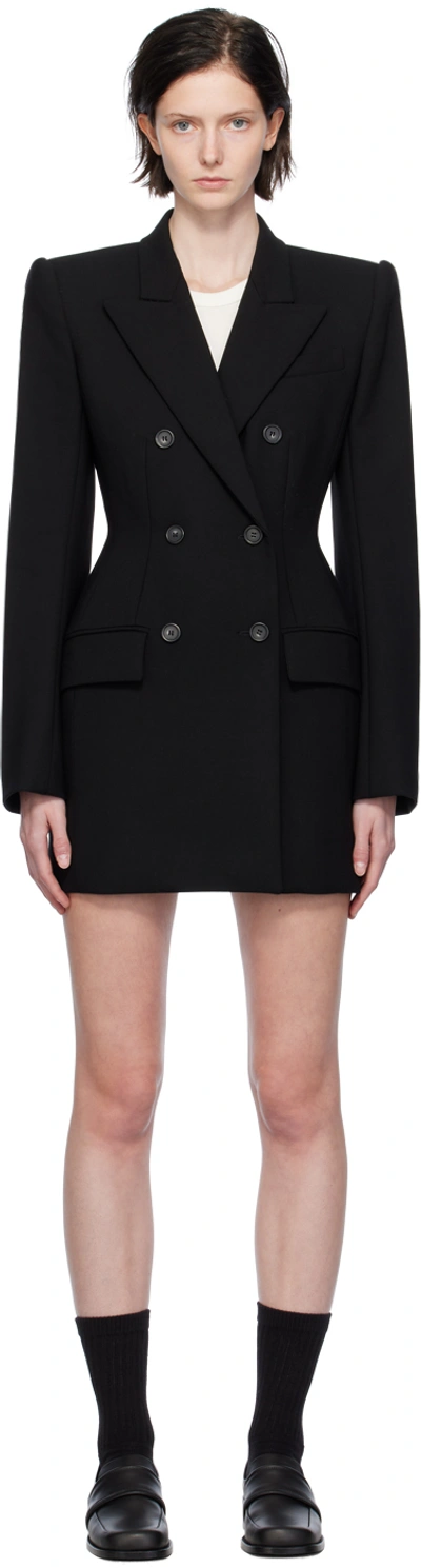 Sportmax Adamo Double-breasted Wool Blazer In Black