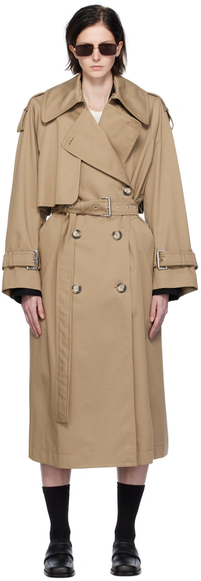 Sportmax Orlaya - Oversize Trench Coat In Drop-proof Cotton In Sand