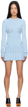 OFF-WHITE BLUE EYELETS MINIDRESS