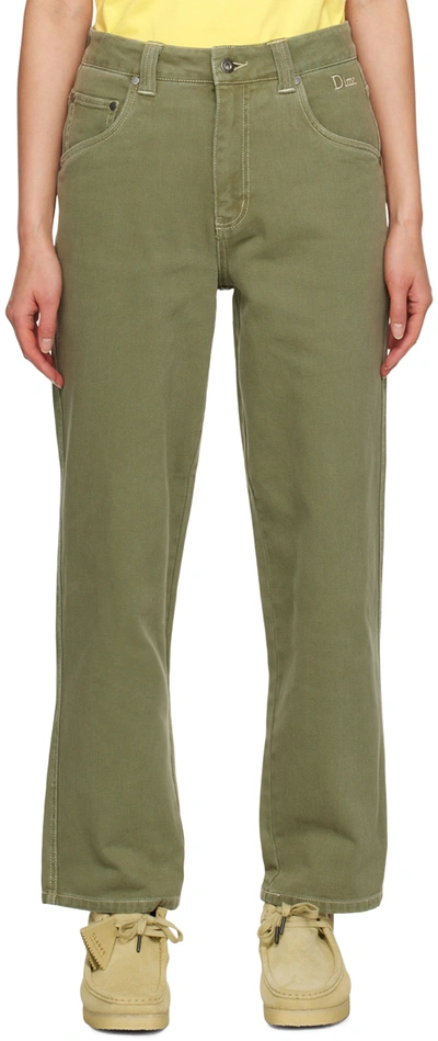 Dime Green Classic Relaxed Jeans In Green Washed
