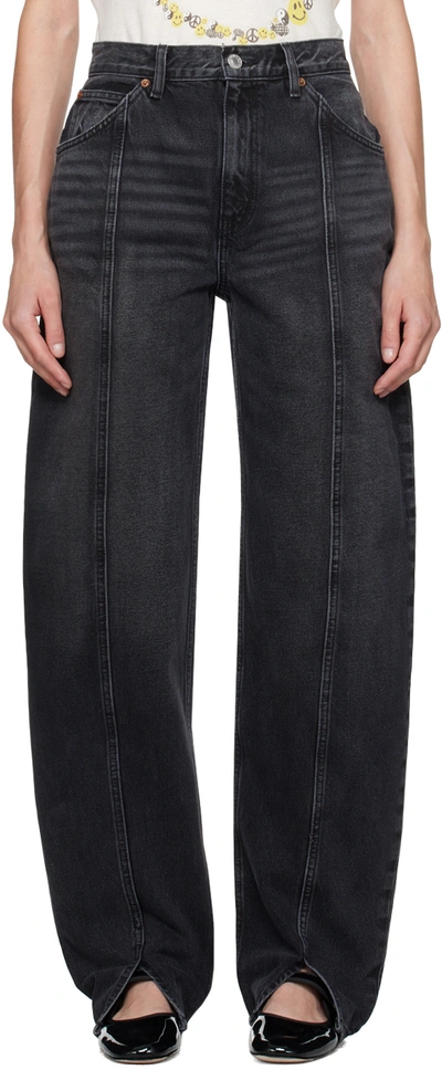 Re/done Black Tailored Jeans In Active Black