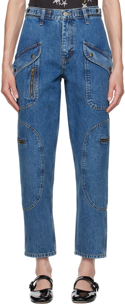 Re/done Racer Taper Jeans In Blue