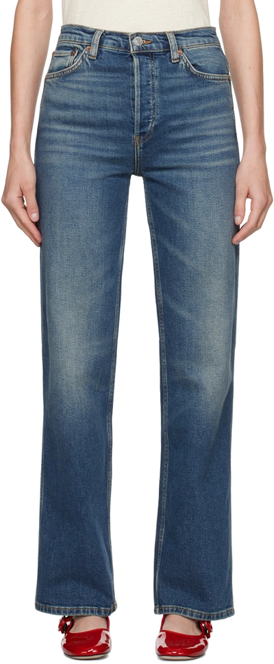 Re/done Blue Loose Jeans In Distressed