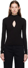 Re/done Keyhole Mock Neck Top In Black