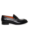 SANTONI WOMEN'S STACKED LEATHER PENNY LOAFERS