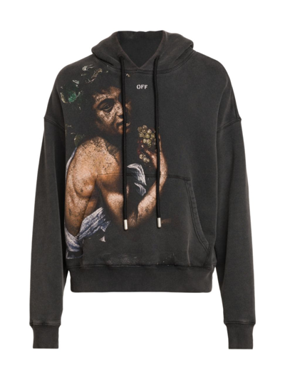 Off-white Bacchus-print Cotton Hoodie In Black