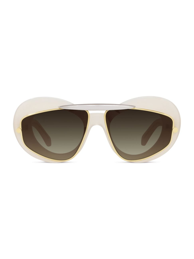 Loewe Men's Wing Double-frame Geometric Sunglasses In Ivory Gradient Br