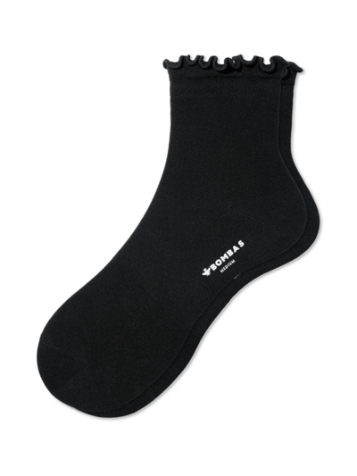 Bombas Lightweight Frill Quarter Socks In Black
