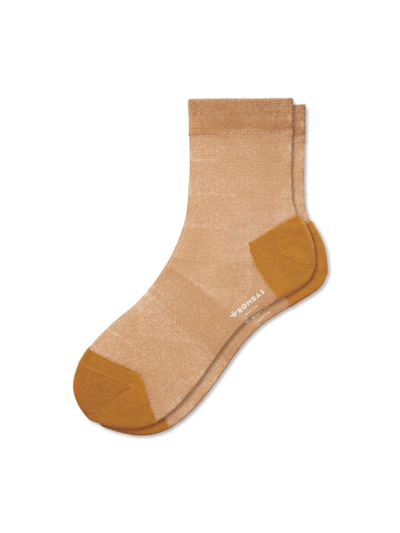 Bombas Women's Glittery Seamless Ankle Socks In Copper Glimmer