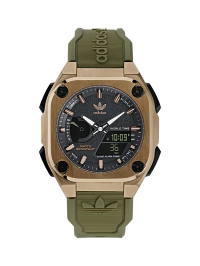 Adidas Originals Men's City Tech One Ip Bronze-plated Stainless Steel & Resin Strap Watch/45mm In Green