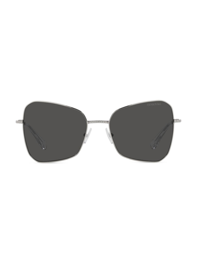 Swarovski Women's 57mm Butterfly Sunglasses In Silver