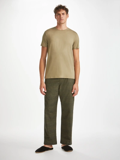 Derek Rose Men's Lounge Trousers Kelburn 41 Brushed Cotton Khaki