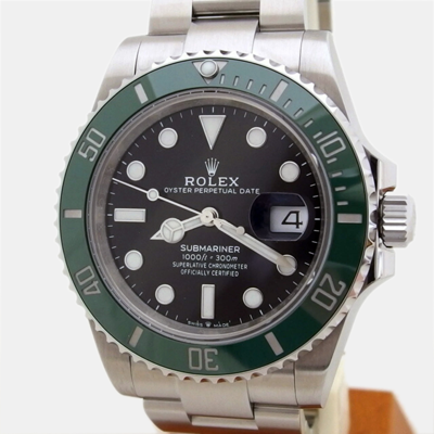 Pre-owned Rolex Black Stainless Steel Submariner 126610lv Automatic Men's Wristwatch 41 Mm