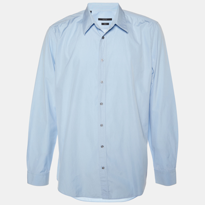 Pre-owned Gucci Blue Cotton Classic Fit Shirt 4xl