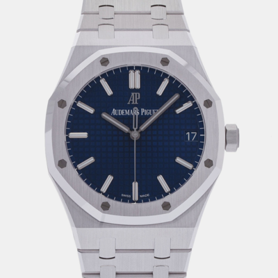 Pre-owned Audemars Piguet Blue Stainless Steel Royal Oak 15503bc.00.1220bc.01 Automatic Men's Wristwatch 41 Mm