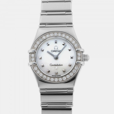 Pre-owned Omega White Stainless Steel Constellation 1465.71 Automatic Women's Wristwatch 22.5 Mm