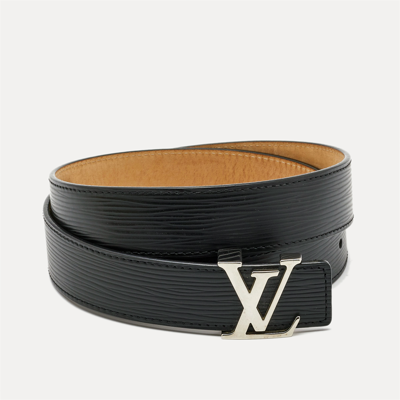 Pre-owned Louis Vuitton Black Epi Leather Lv Initials Belt 85cm