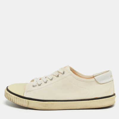 Pre-owned Celine Cream Canvas Blank Sneakers Size 38