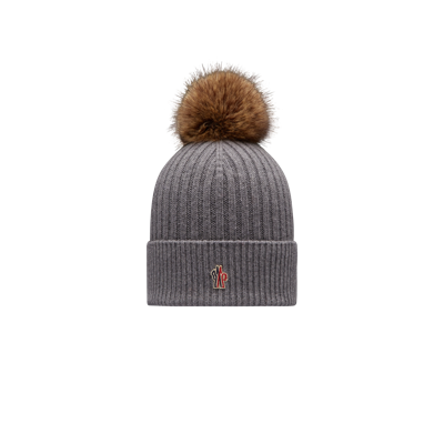 Moncler Cashmere Beanie With Pom Pom Gray In Gris