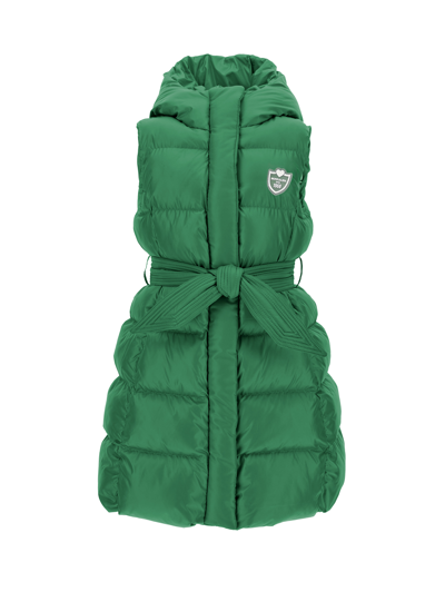 Monnalisa Kids'   Technical Fabric Padded Gilet In Vibrant Green