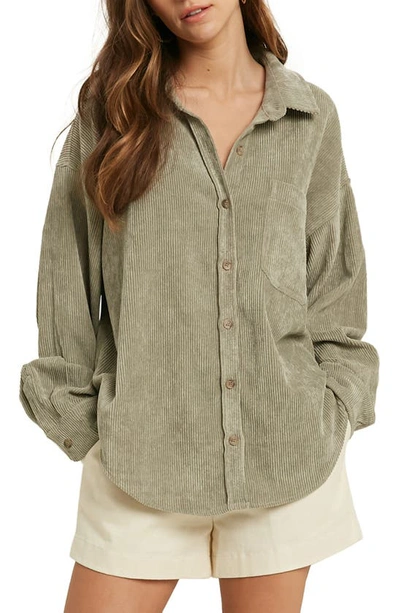 Wishlist Oversize Corduroy Shacket In Olive