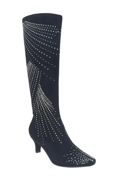 Impo Women's Namora Sparkle Stretch Knee High Dress Boots In Black/ Smoke