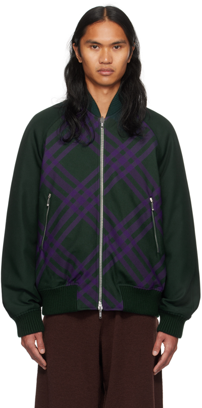 Burberry Printed Bomber Jacket In Deep Royal Check