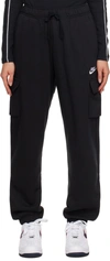 Nike Oversize Fleece Cargo Sweatpants In Black/white