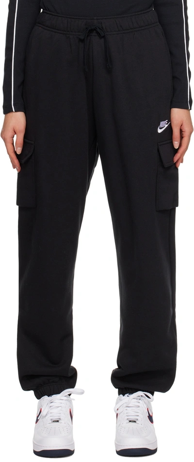 Nike Oversize Fleece Cargo Sweatpants In Black/white