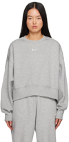 Nike Kids' Gray Phoenix Sweatshirt In Dark Grey Heather/sail