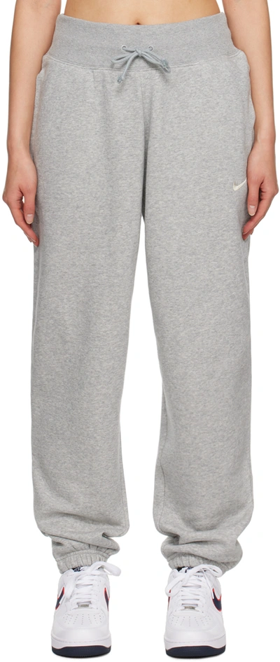 Nike Women's  Sportswear Phoenix Fleece High-waisted Oversized Sweatpants In Dark Grey Heather/sail